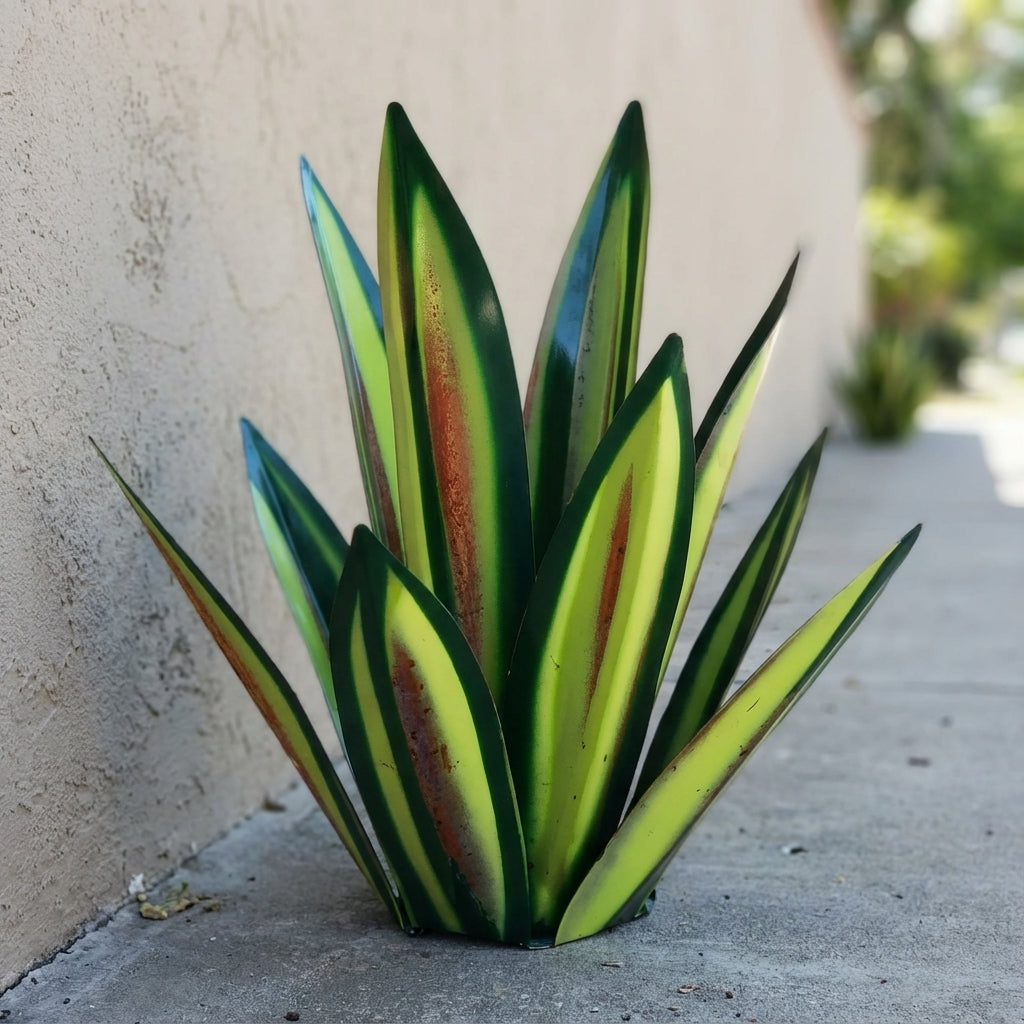 Agavelle Handcrafted Metal Agave Garden Sculpture-Home & Garden > Decor > Garden Ornaments & Sculptures-Laren Fete-Rust Blue-Small-Laren Fete