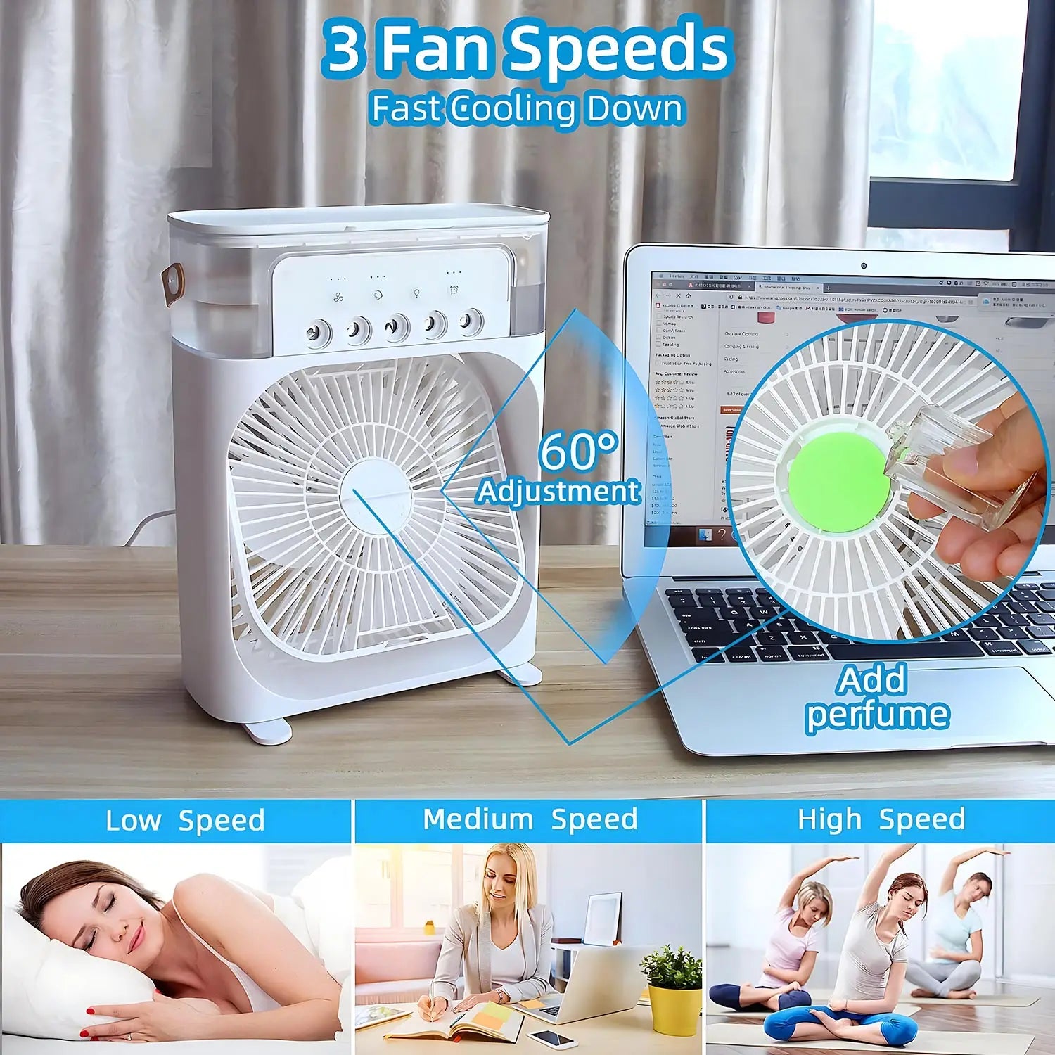AirCooler Pro 3-in-1 Personal Air Cooler with 7-Colour LED-Home & Garden > Heating, Cooling & Air > Fans > Evaporative Coolers-Laren Fete-Laren Fete