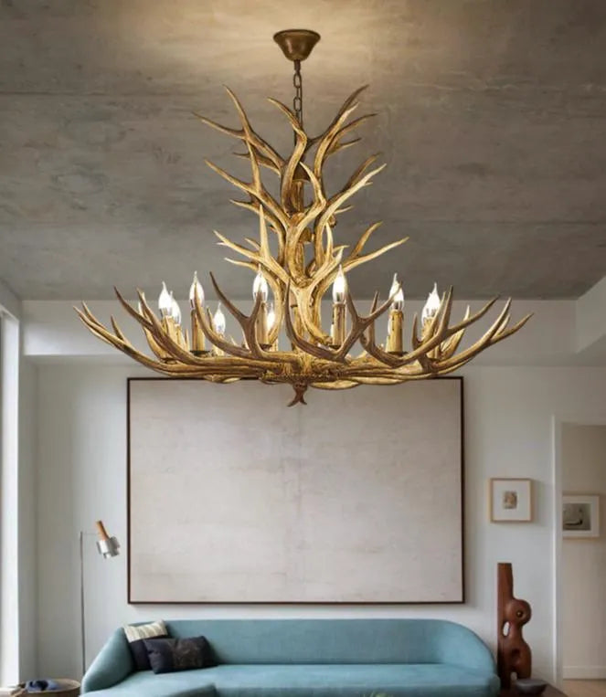 Alpine Antler Chandelier | Solid Wood, Dimmable LED Lighting for Dining Room 4
