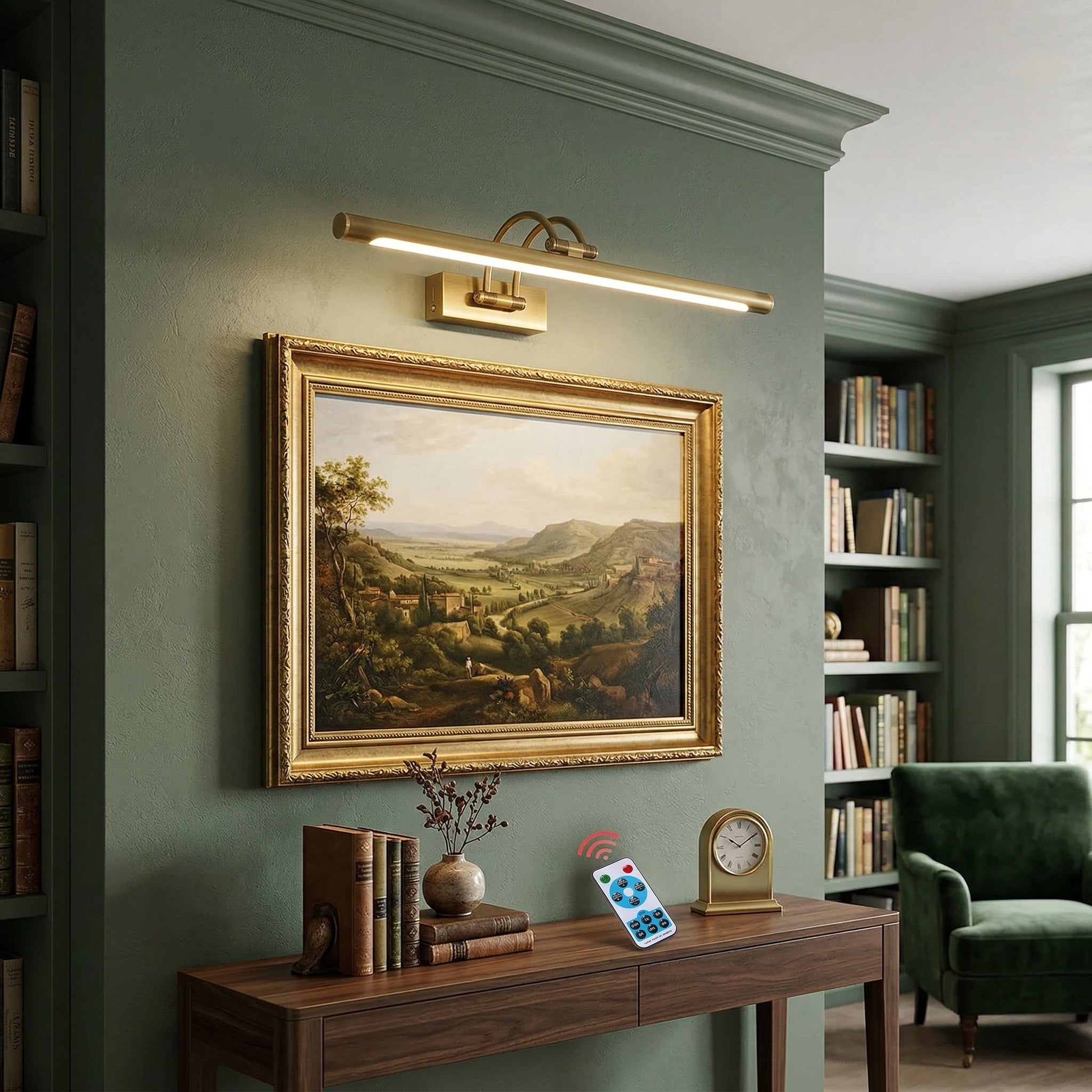 Alton Brass Picture Light-Home & Garden > Lighting > Picture Lights-Laren Fete-L 35cm x W 19cm / L 13.8″ x W 7.5″-Antique brass-Rechargeable + Remote control + Touch switch-Laren Fete