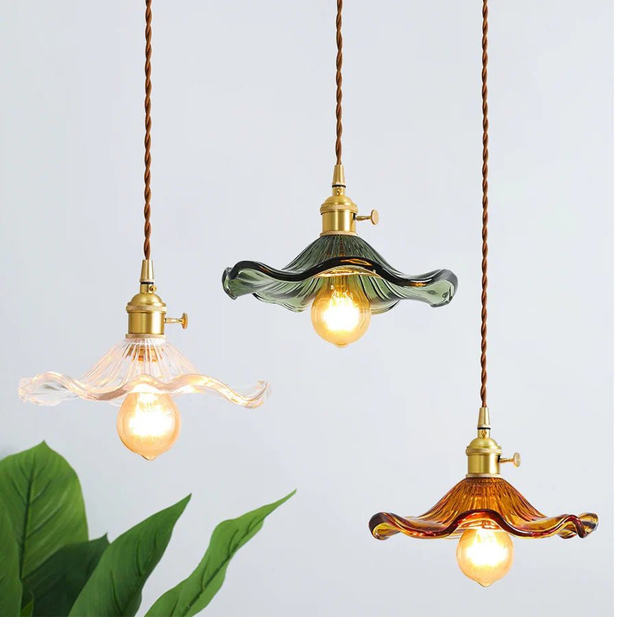 Amelia Pendant Light | Vintage Glass Floral Design, Adjustable Hanging Fixture 2
