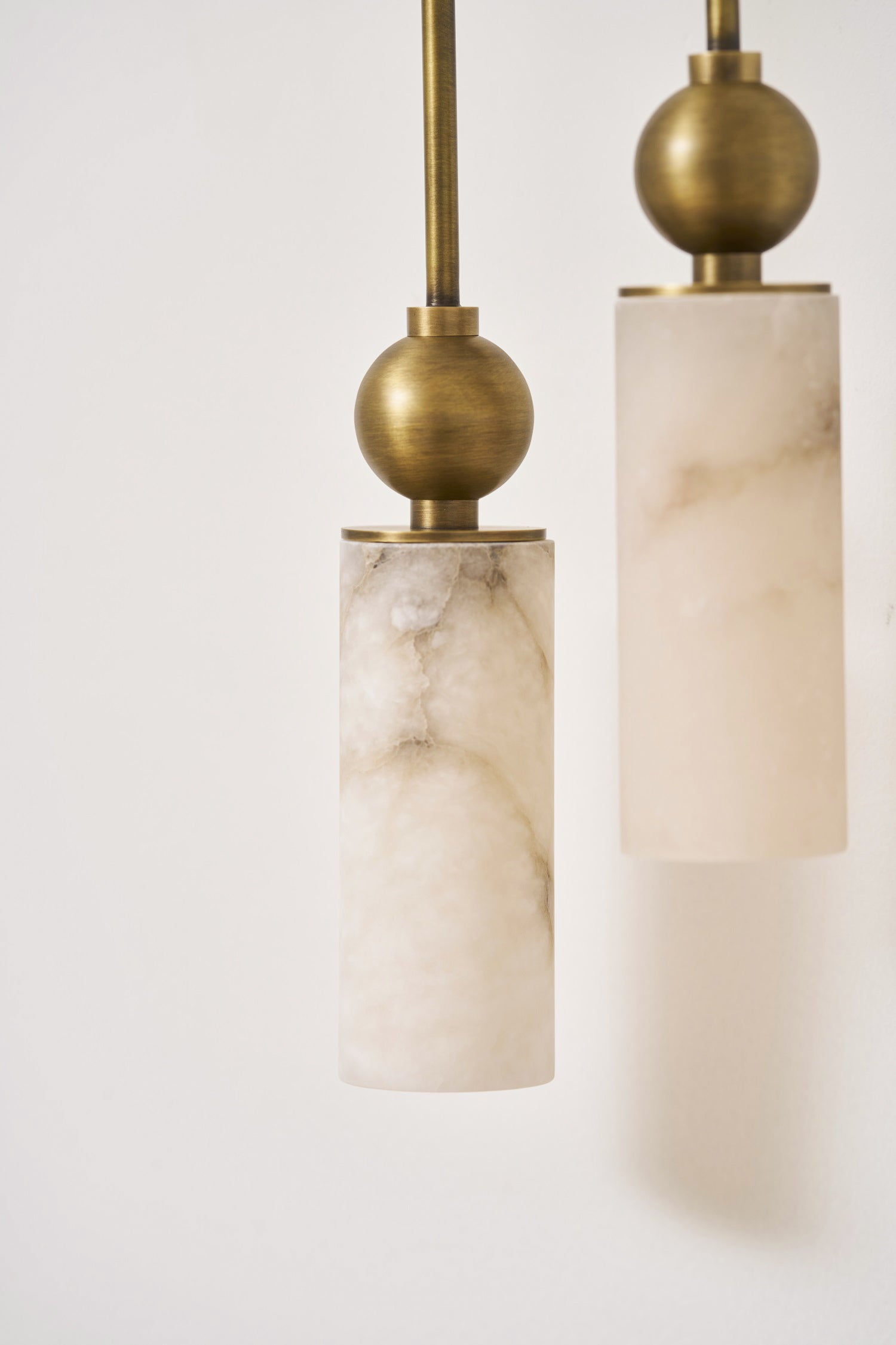 Aria Alabaster Wall Sconce-Home & Garden > Lighting > Wall Lights & Sconces-Laren Fete-1 head ∅ 2.4″ x W 2.8″ x H 14.2″-Brass & White-Laren Fete