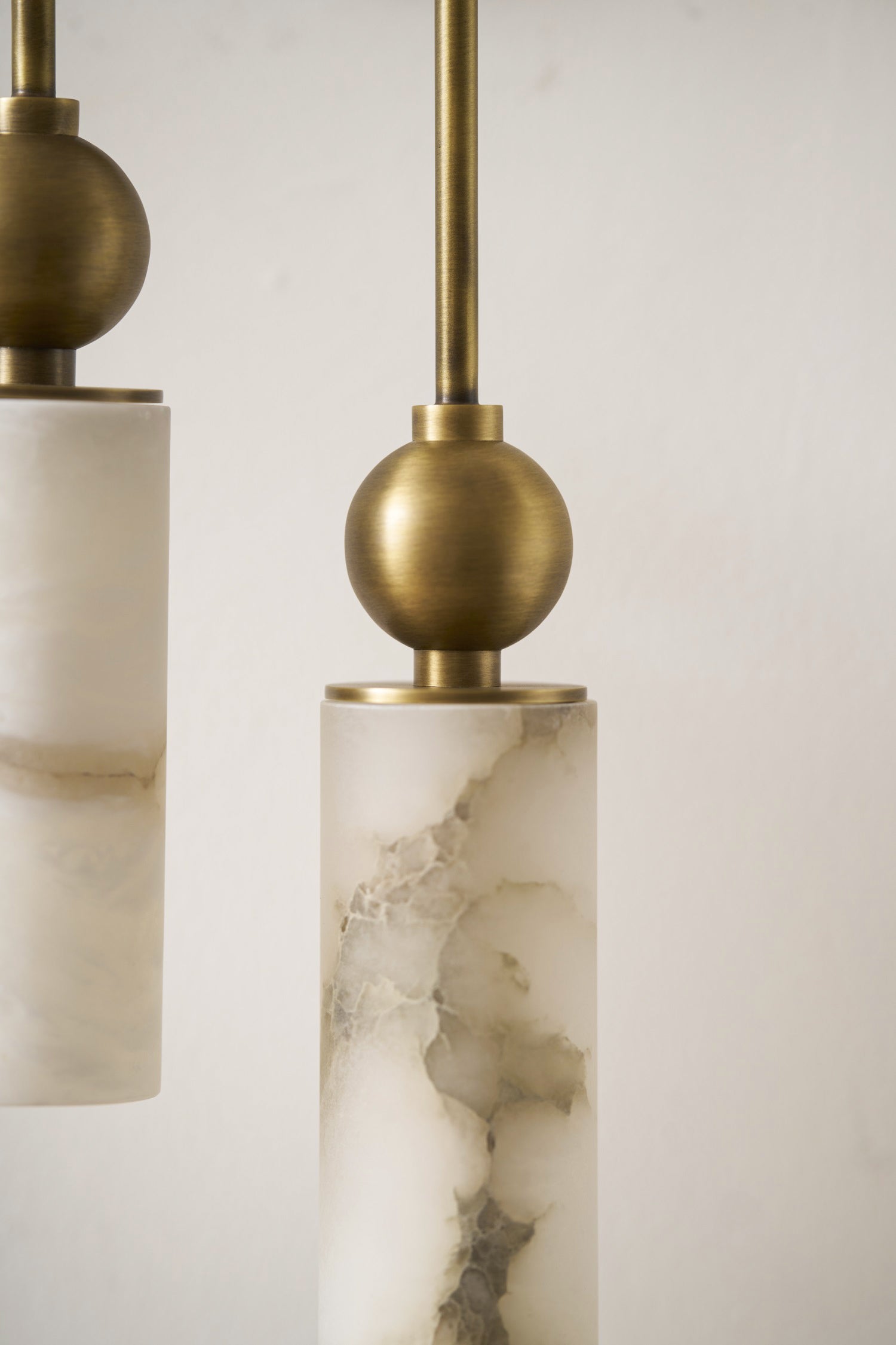 Aria Alabaster Wall Sconce-Home & Garden > Lighting > Wall Lights & Sconces-Laren Fete-1 head ∅ 2.4″ x W 2.8″ x H 14.2″-Brass & White-Laren Fete