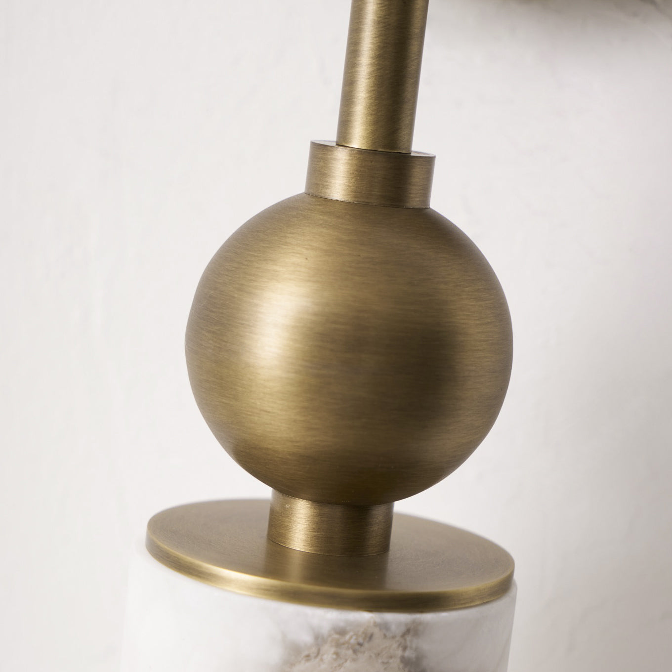 Aria Alabaster Wall Sconce-Home & Garden > Lighting > Wall Lights & Sconces-Laren Fete-1 head ∅ 2.4″ x W 2.8″ x H 14.2″-Brass & White-Laren Fete