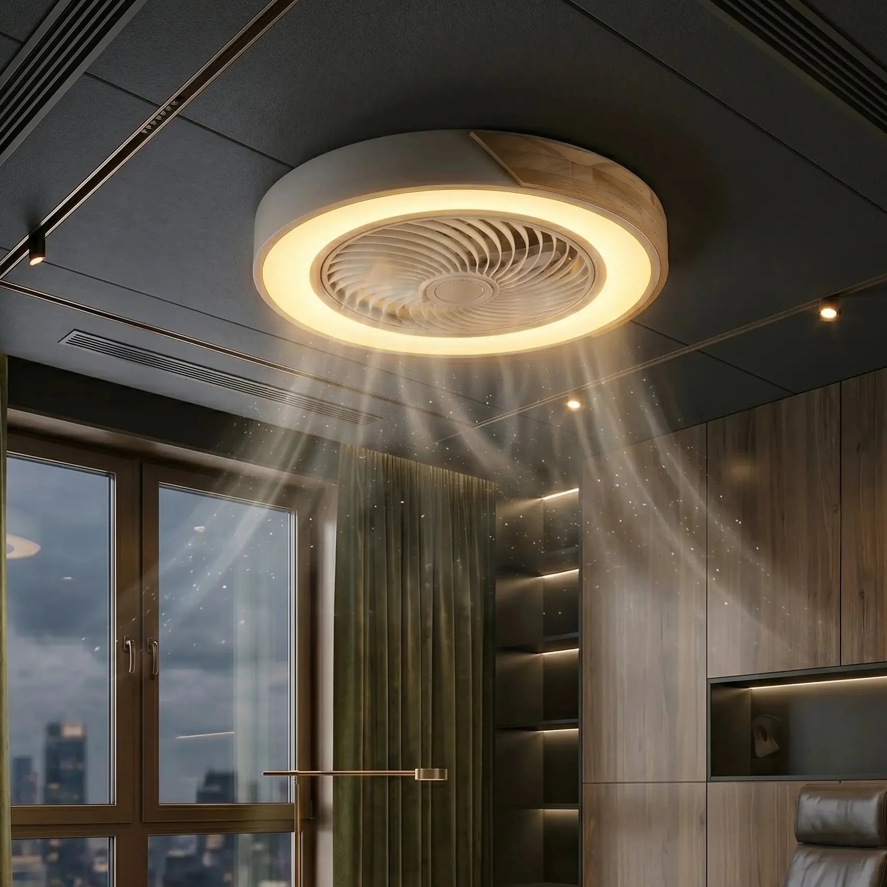 Aurum 21″ Bladeless Ceiling Fan with LED – Gold-Home & Garden > Lighting > Ceiling Fans-Laren Fete-Round-Laren Fete