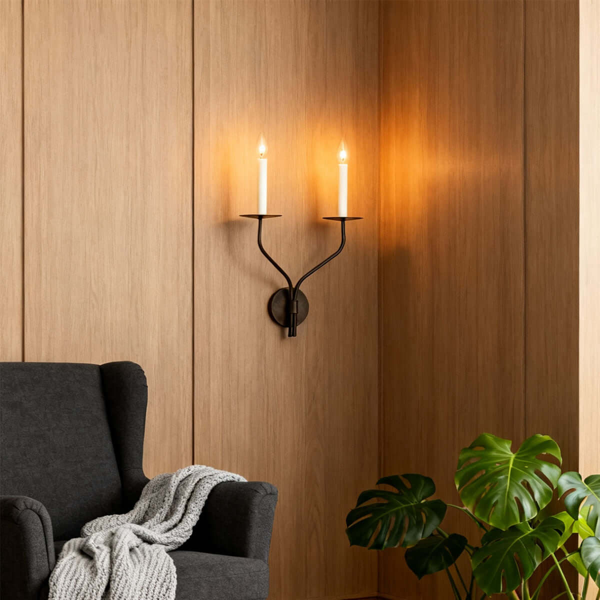 Avenli Candlestick Wall Sconce-Home & Garden > Lighting > Wall Lights & Sconces-Laren Fete-∅11.5cm × H73cm (∅4.5″ × H28.7″)-Black-Laren Fete