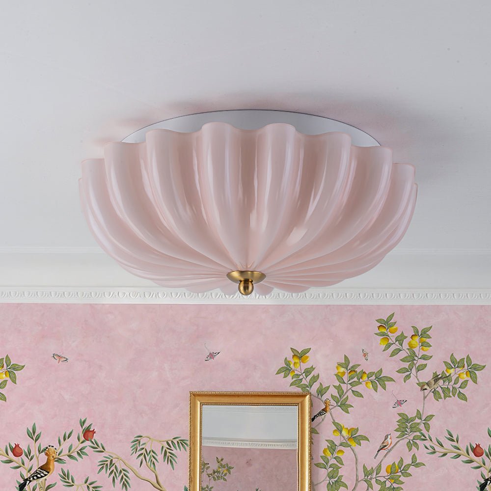 Bloom Pleated Glass Flush Mount-Home & Garden > Lighting > Ceiling Lights-Laren Fete-Pink-Laren Fete
