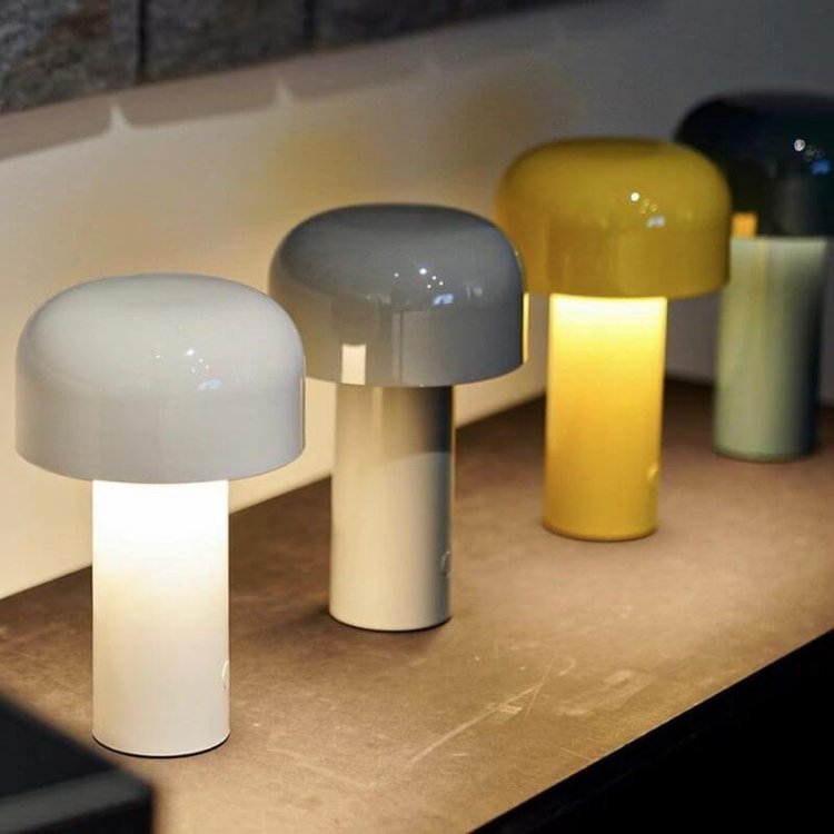 Bolla Cordless Mushroom Table Lamp-Home & Garden > Lighting > Table Lamps-Laren Fete-White-Laren Fete