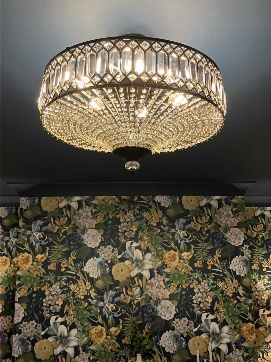 Cavara Flush Mount Ceiling Light | Carved Crystal, LED Drum Design 7