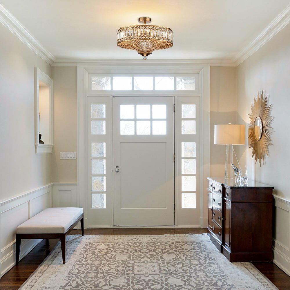 Cavara Flush Mount Ceiling Light | Carved Crystal, LED Drum Design 8
