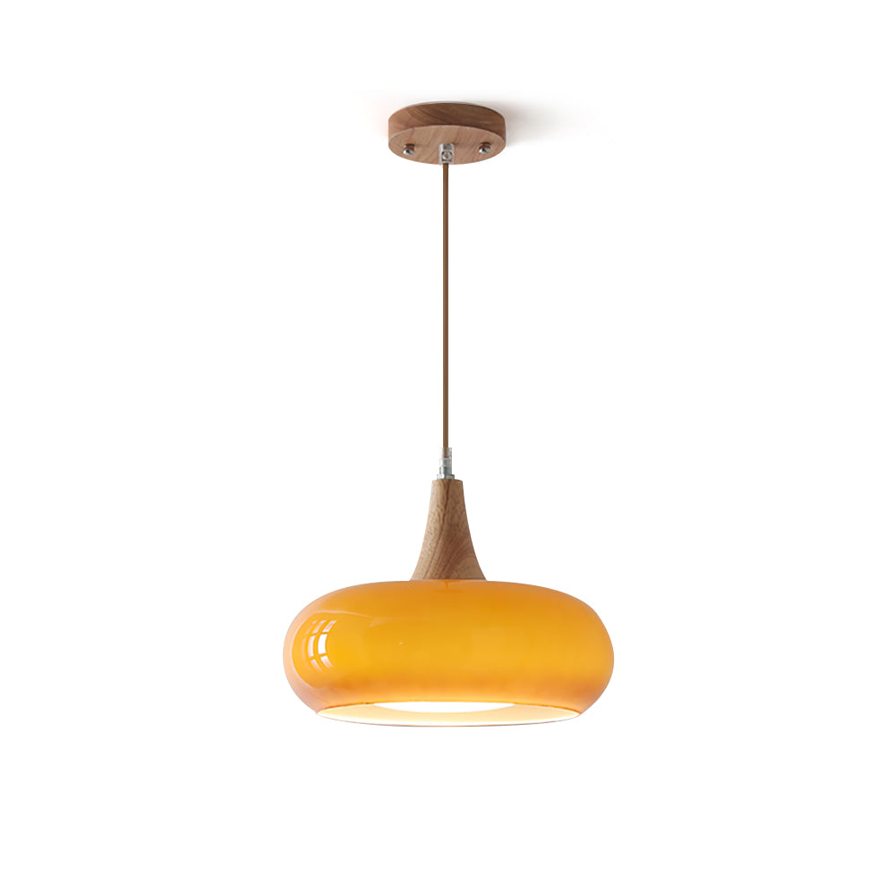 Chara Pendant Light | Amber Glass Shade, Modern Metal Accent for Kitchen Island Lighting 1