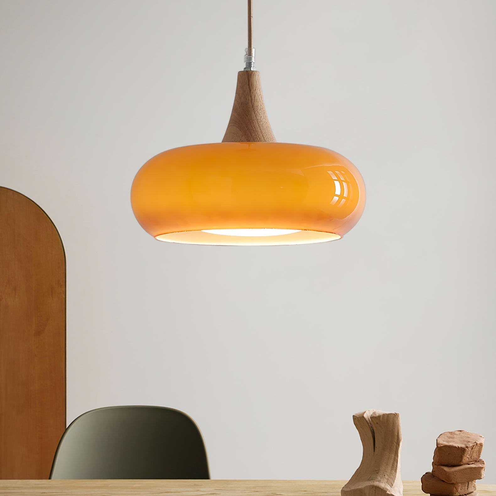 Chara Pendant Light | Amber Glass Shade, Modern Metal Accent for Kitchen Island Lighting 4