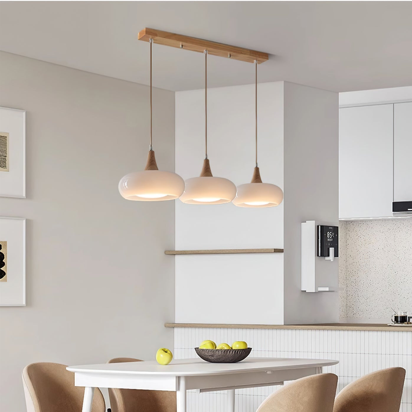 Chara Pendant Light | Amber Glass Shade, Modern Metal Accent for Kitchen Island Lighting 5