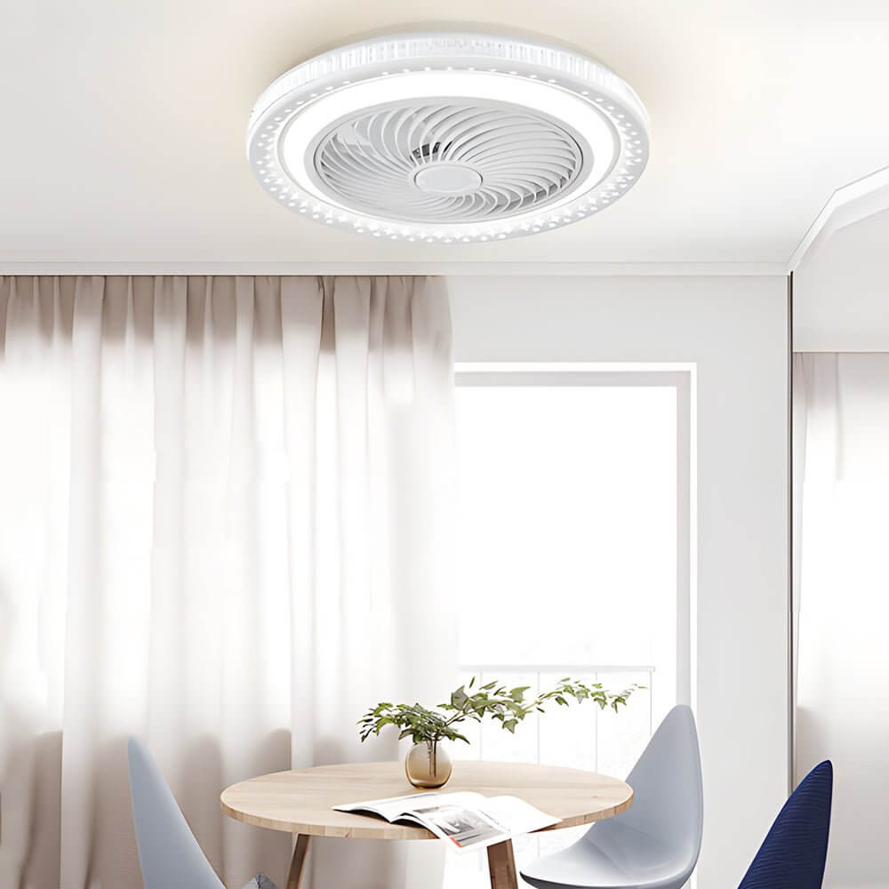 Cirrus Enclosed Bladeless Ceiling Fan with LED-Home & Garden > Lighting > Ceiling Fans-Laren Fete-WHITE-Laren Fete