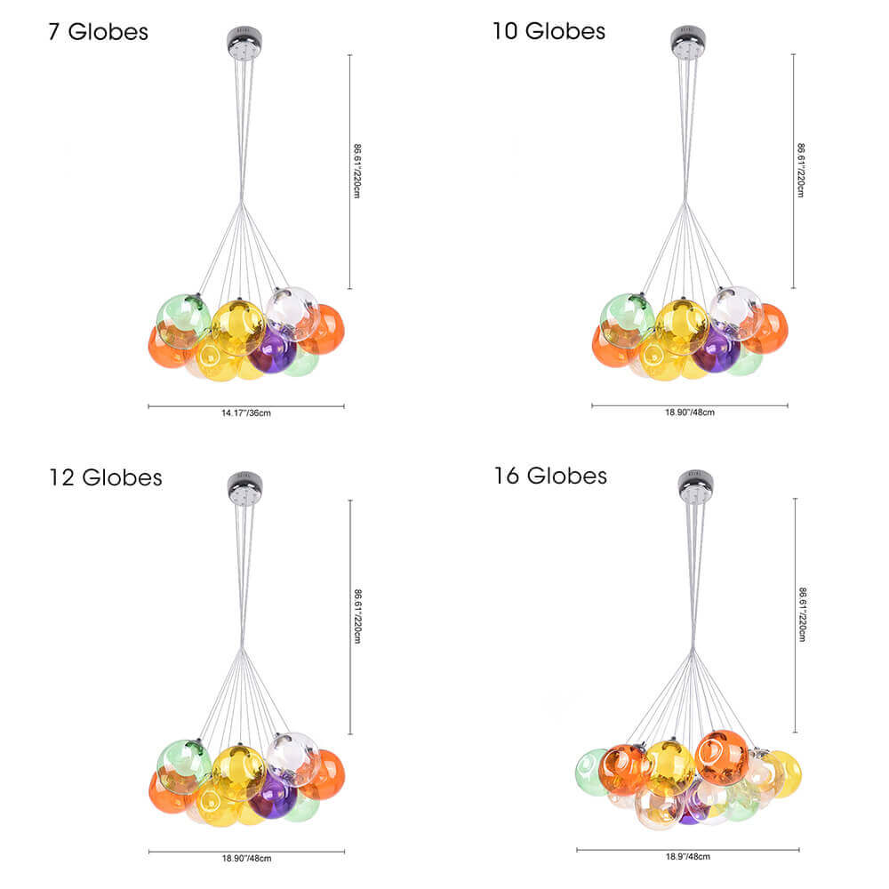 Clara Glass Pendant Light | Multi-Color Shades, Adjustable Height 5