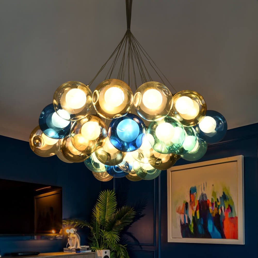 Clara Glass Pendant Light | Multi-Color Shades, Adjustable Height 8