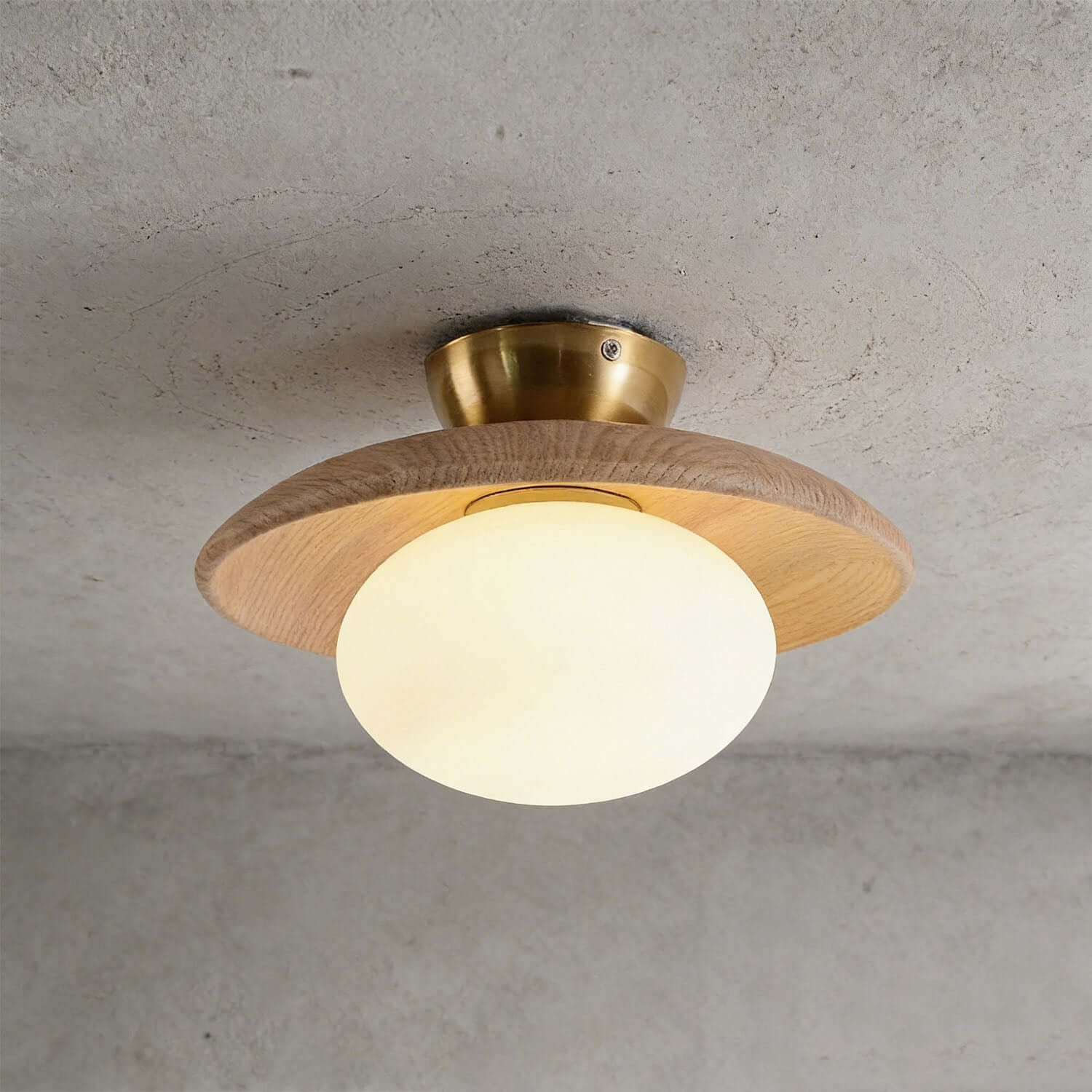 Derava Rattan Flush Mount Ceiling Light-Home & Garden > Lighting > Ceiling Lights-Laren Fete-∅28cm × H15cm (∅11″ × H5.9″)-Beige & White-Laren Fete