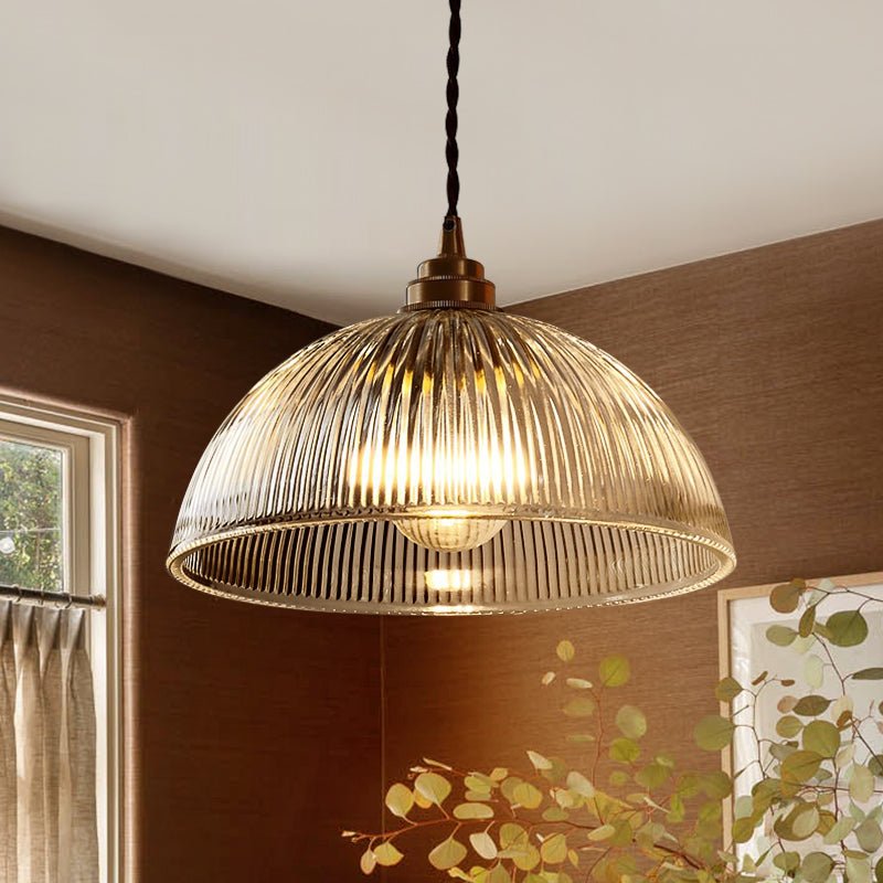 Dôme Ribbed Glass Pendant Light-Home & Garden > Lighting > Pendant Lights-Laren Fete-Small-Clear-Laren Fete