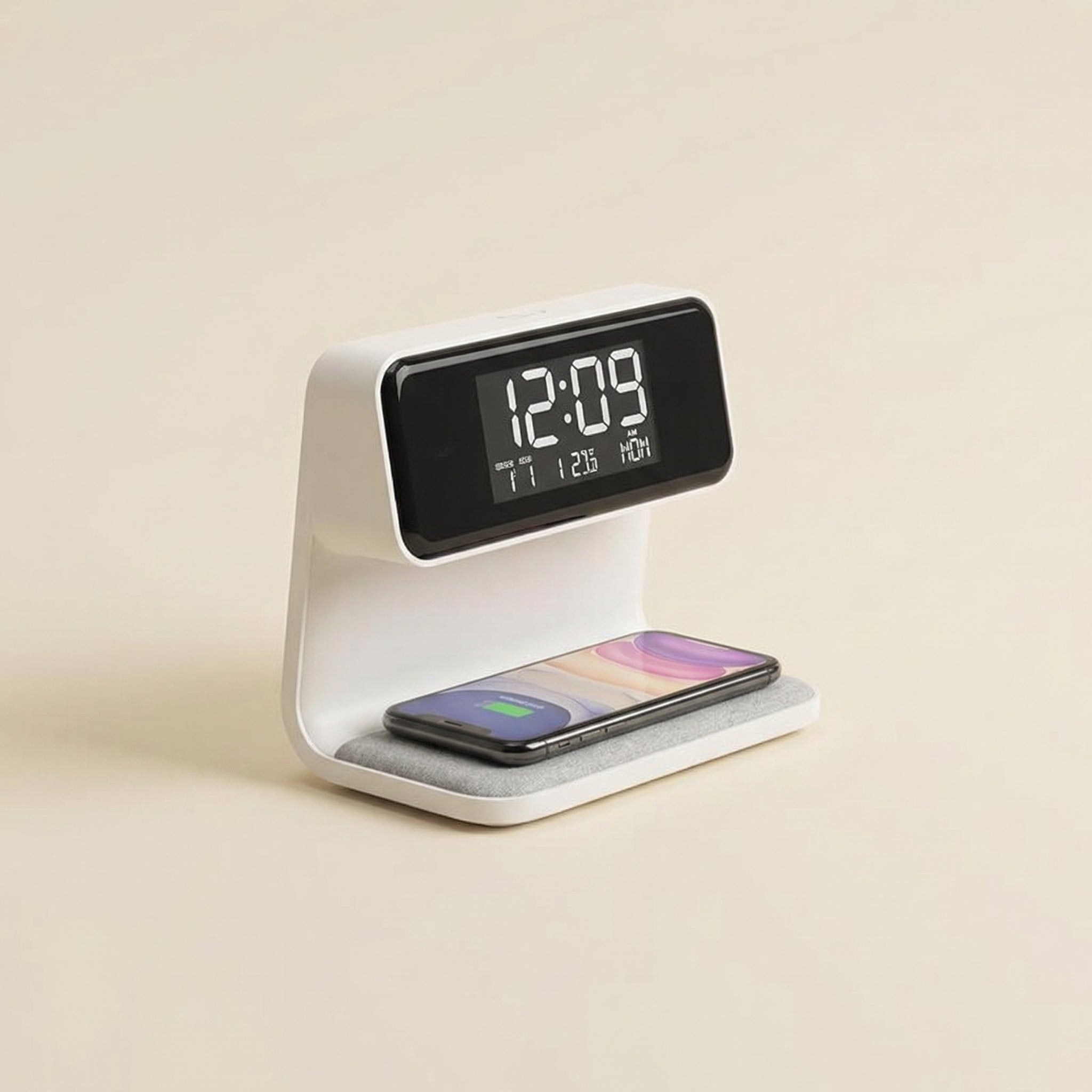 Dusk 3-in-1 Night Light, Alarm Clock & Wireless Charger-Electronics > Clocks > Alarm Clocks-Laren Fete-White-Laren Fete