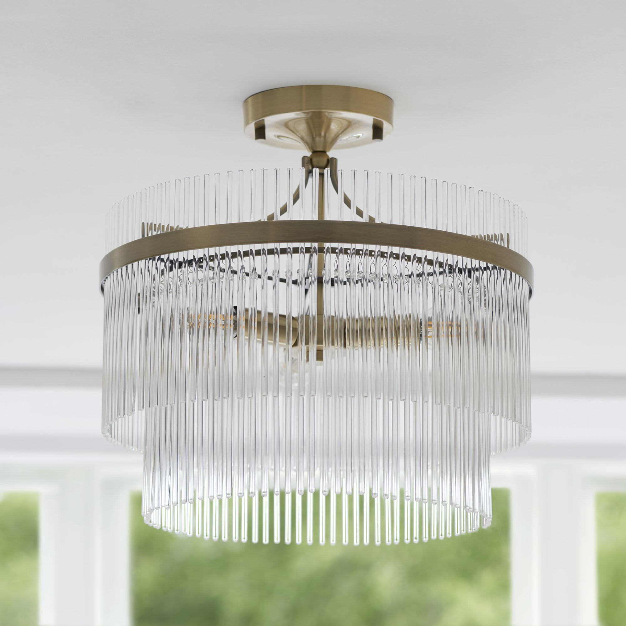 Elysian Flush Mount Ceiling Light | Antique Brass, Clear Glass, Dimmable 6