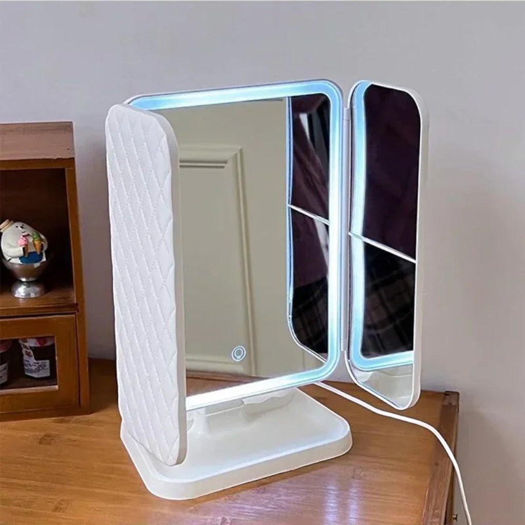 Facette Trifold Lighted Makeup Mirror-Health & Beauty > Personal Care > Mirrors > Makeup Mirrors-Laren Fete-Laren Fete