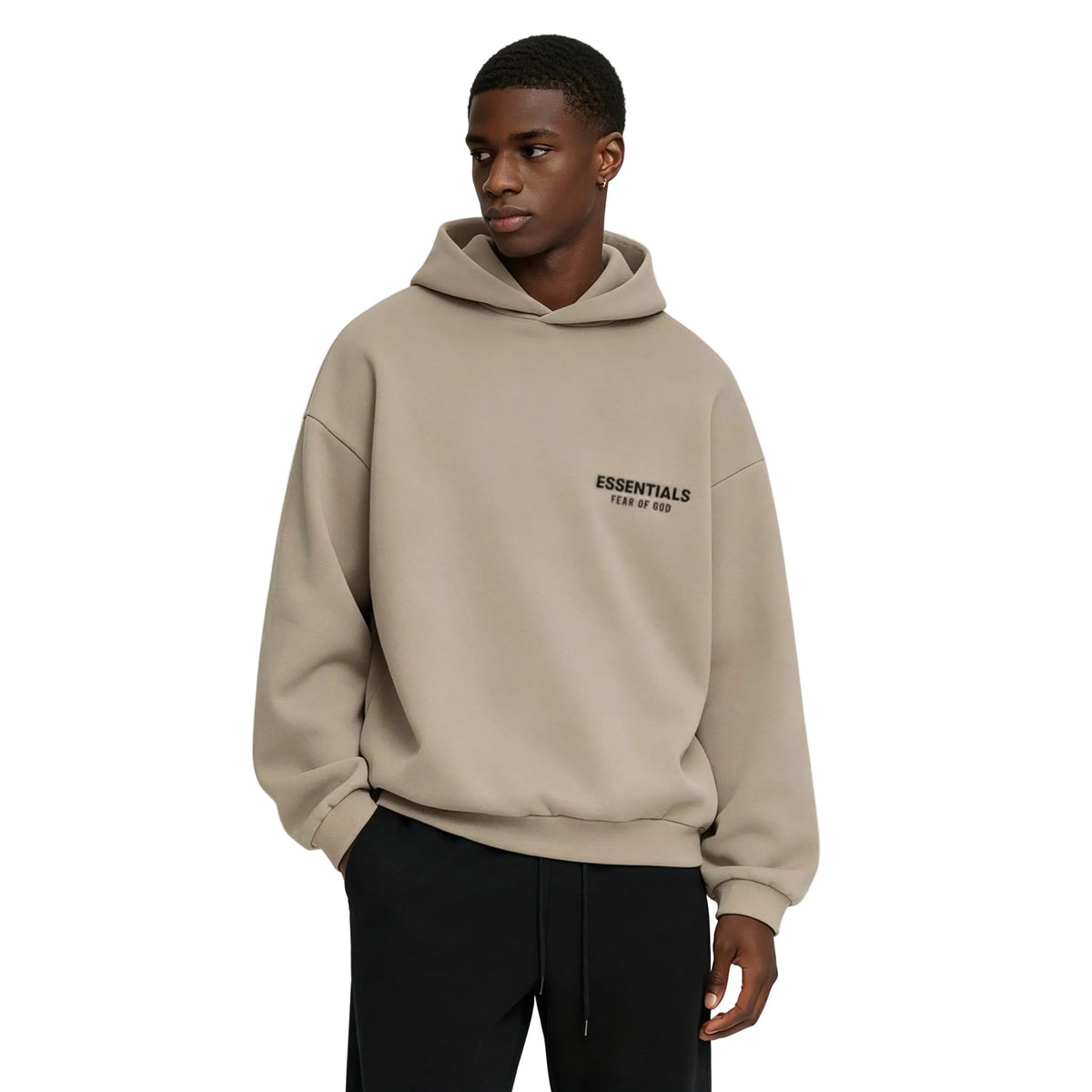 Fear of God Essentials Fleece Hoodie II Desert Sand-Apparel & Accessories > Clothing > Hoodies & Sweatshirts-Laren Fete-Laren Fete