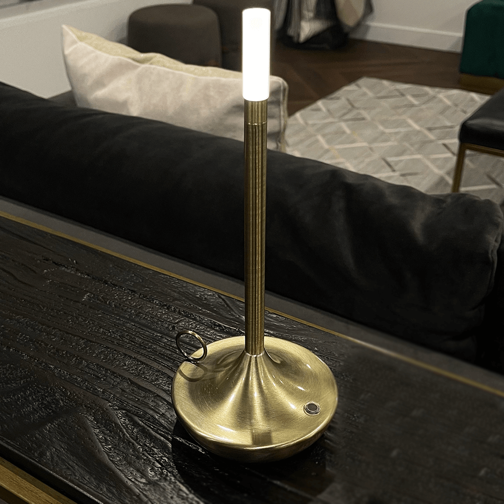 Flambeau Cordless Wick Table Lamp-Home & Garden > Lighting > Table Lamps-Laren Fete-Gold-Laren Fete