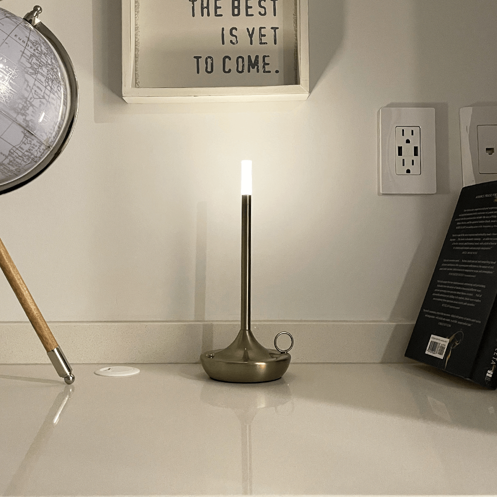 Flambeau Cordless Wick Table Lamp-Home & Garden > Lighting > Table Lamps-Laren Fete-Gold-Laren Fete