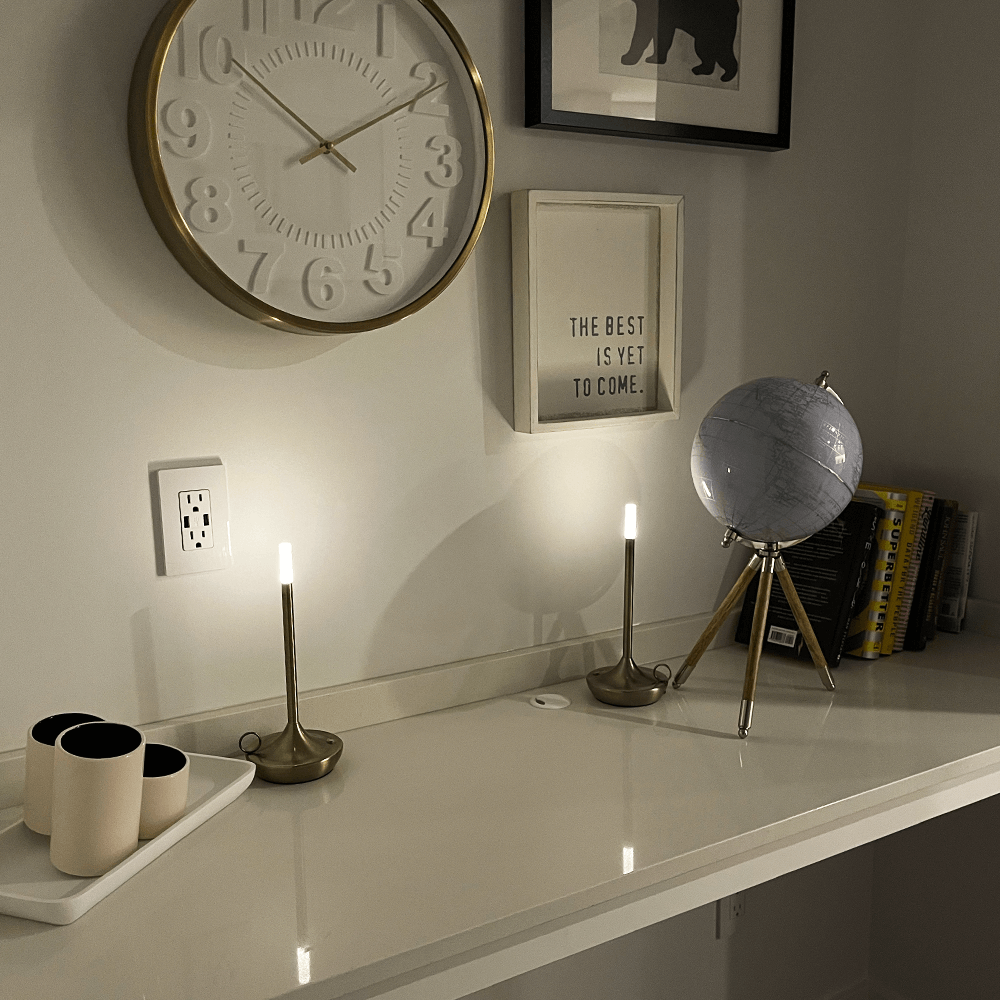 Flambeau Cordless Wick Table Lamp-Home & Garden > Lighting > Table Lamps-Laren Fete-Gold-Laren Fete