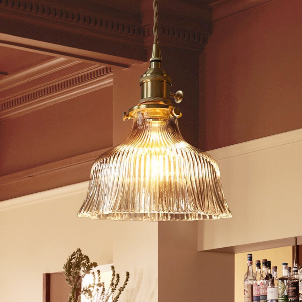 Flora Striped Glass Flower Pendant Light-Home & Garden > Lighting > Pendant Lights-Laren Fete-Clear-A-Laren Fete