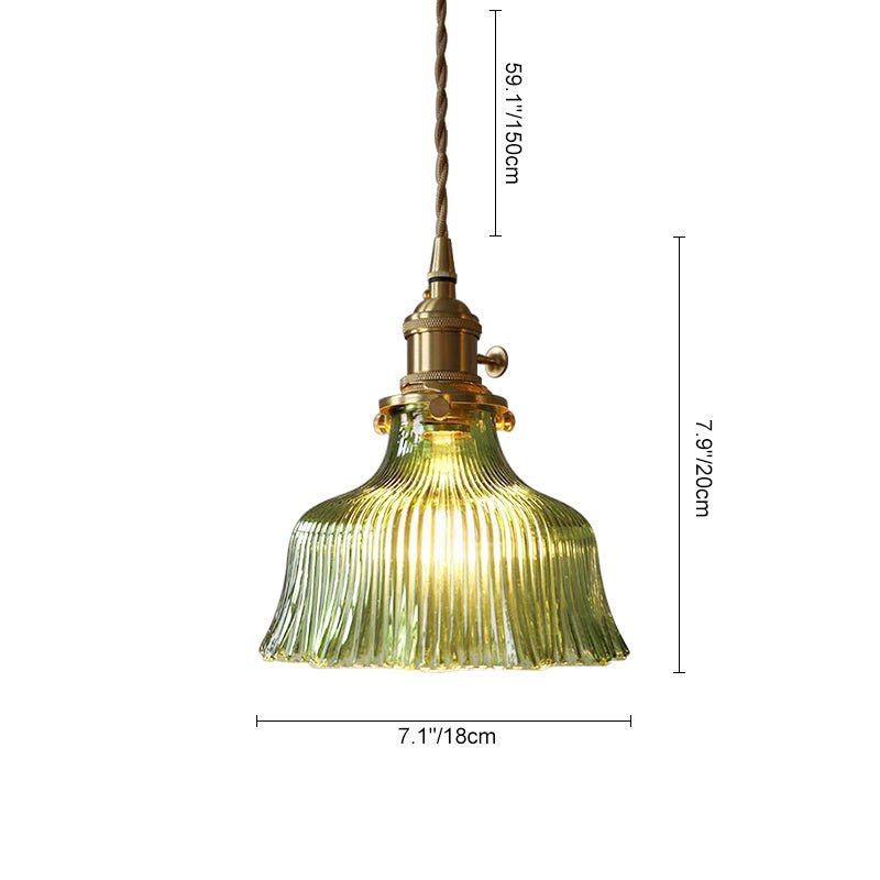 Flora Striped Glass Flower Pendant Light-Home & Garden > Lighting > Pendant Lights-Laren Fete-Green-A-Laren Fete