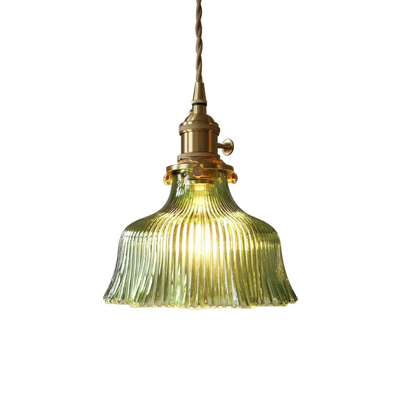 Flora Striped Glass Flower Pendant Light-Home & Garden > Lighting > Pendant Lights-Laren Fete-Green-A-Laren Fete