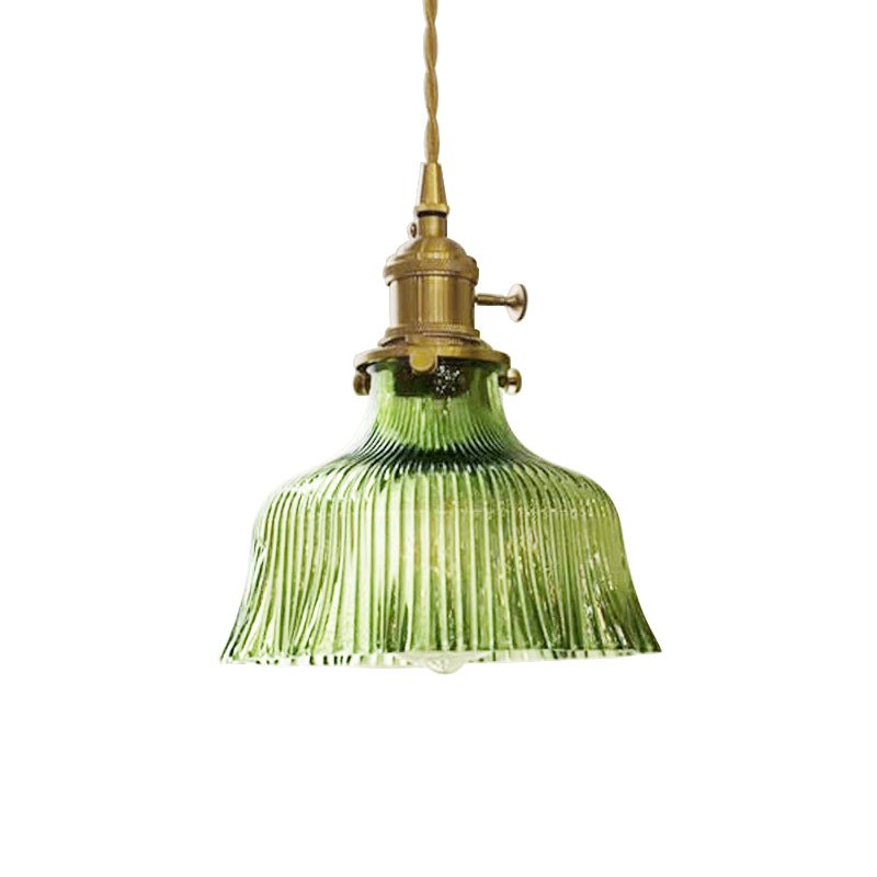 Flora Striped Glass Flower Pendant Light-Home & Garden > Lighting > Pendant Lights-Laren Fete-Green-A-Laren Fete