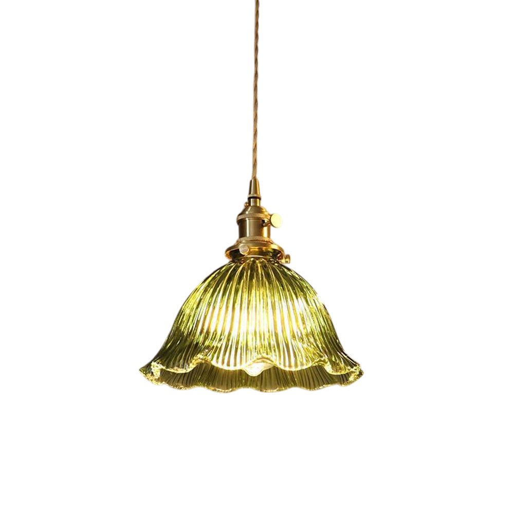 Flora Striped Glass Flower Pendant Light-Home & Garden > Lighting > Pendant Lights-Laren Fete-Green-A-Laren Fete