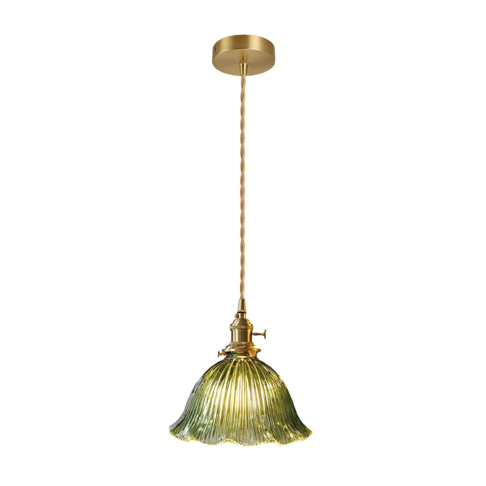 Flora Striped Glass Flower Pendant Light-Home & Garden > Lighting > Pendant Lights-Laren Fete-Green-A-Laren Fete