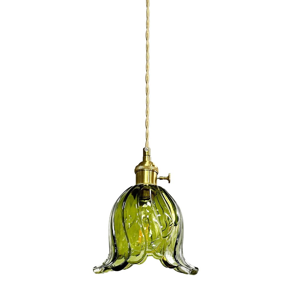 Flora Striped Glass Flower Pendant Light-Home & Garden > Lighting > Pendant Lights-Laren Fete-Green-A-Laren Fete
