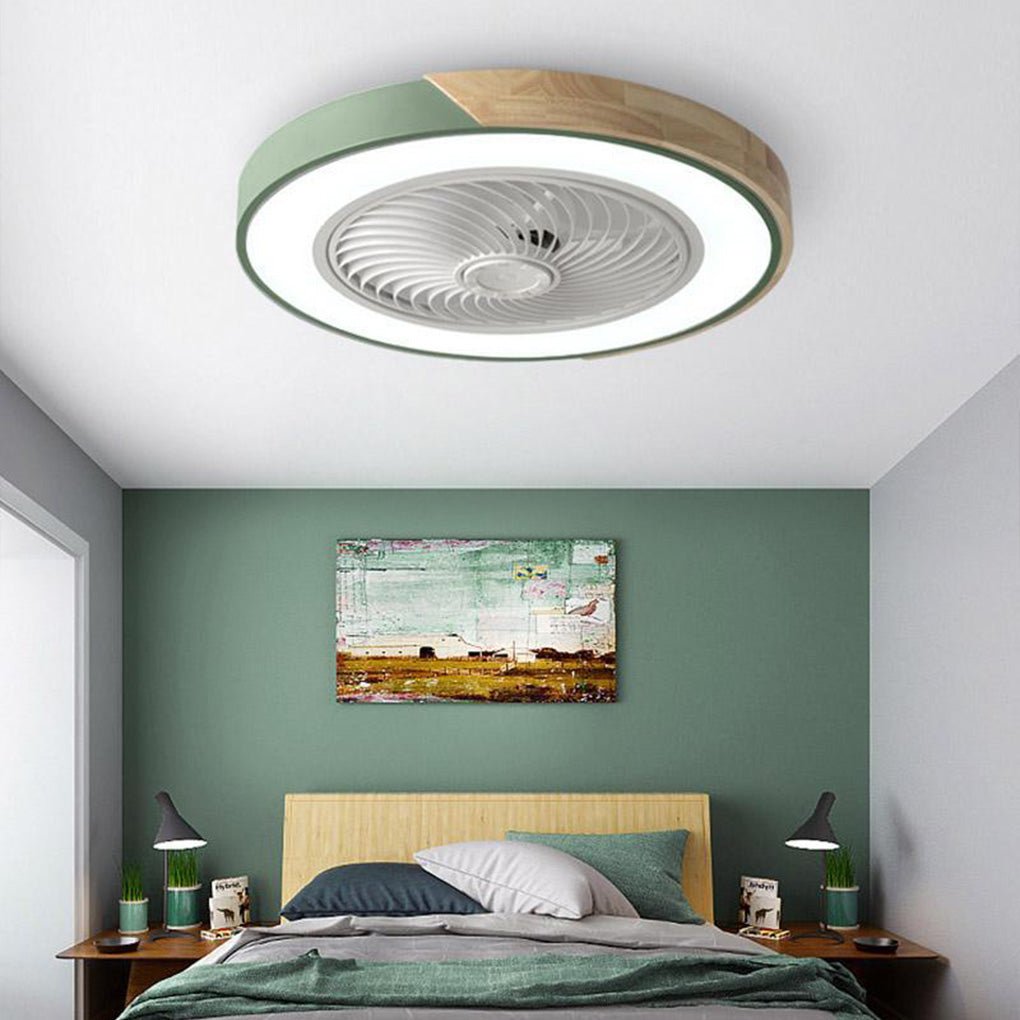 Forma Dimmable Bladeless Ceiling Fan – Round & Square-Home & Garden > Lighting > Ceiling Fans-Laren Fete-Green-Round-Forward and reverse-Laren Fete