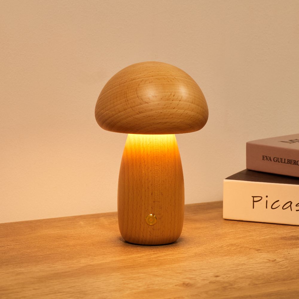 Fungi Mushroom Cordless Table Lamp-Home & Garden > Lighting > Table Lamps-Laren Fete-Walnut-Long & Thin-Laren Fete
