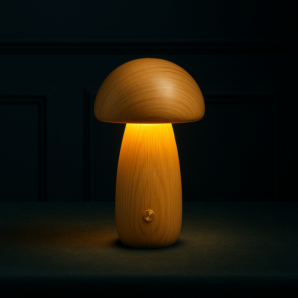 Fungi Mushroom Cordless Table Lamp-Home & Garden > Lighting > Table Lamps-Laren Fete-Walnut-Long & Thin-Laren Fete