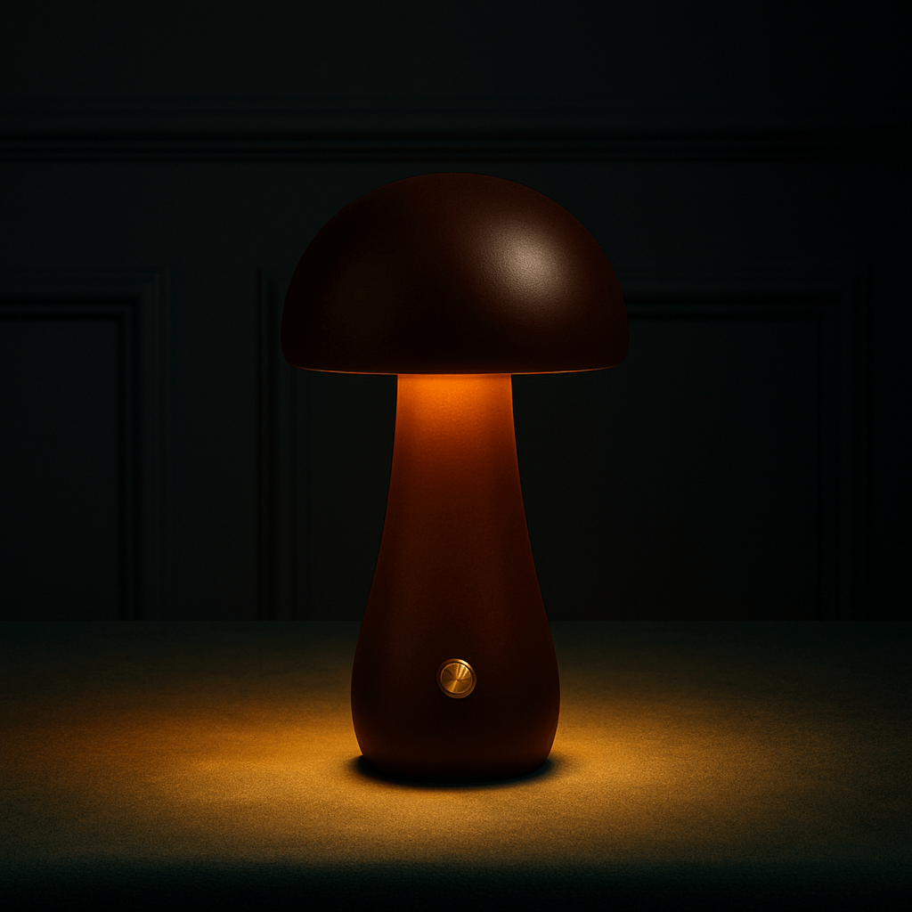 Fungi Mushroom Cordless Table Lamp-Home & Garden > Lighting > Table Lamps-Laren Fete-Walnut-Long & Thin-Laren Fete