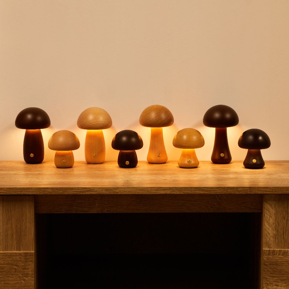Fungi Mushroom Cordless Table Lamp-Home & Garden > Lighting > Table Lamps-Laren Fete-Walnut-Long & Thin-Laren Fete