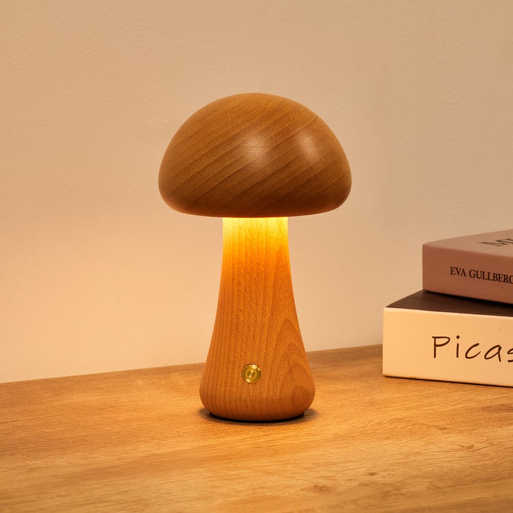 Fungi Mushroom Cordless Table Lamp-Home & Garden > Lighting > Table Lamps-Laren Fete-Walnut-Long & Thin-Laren Fete