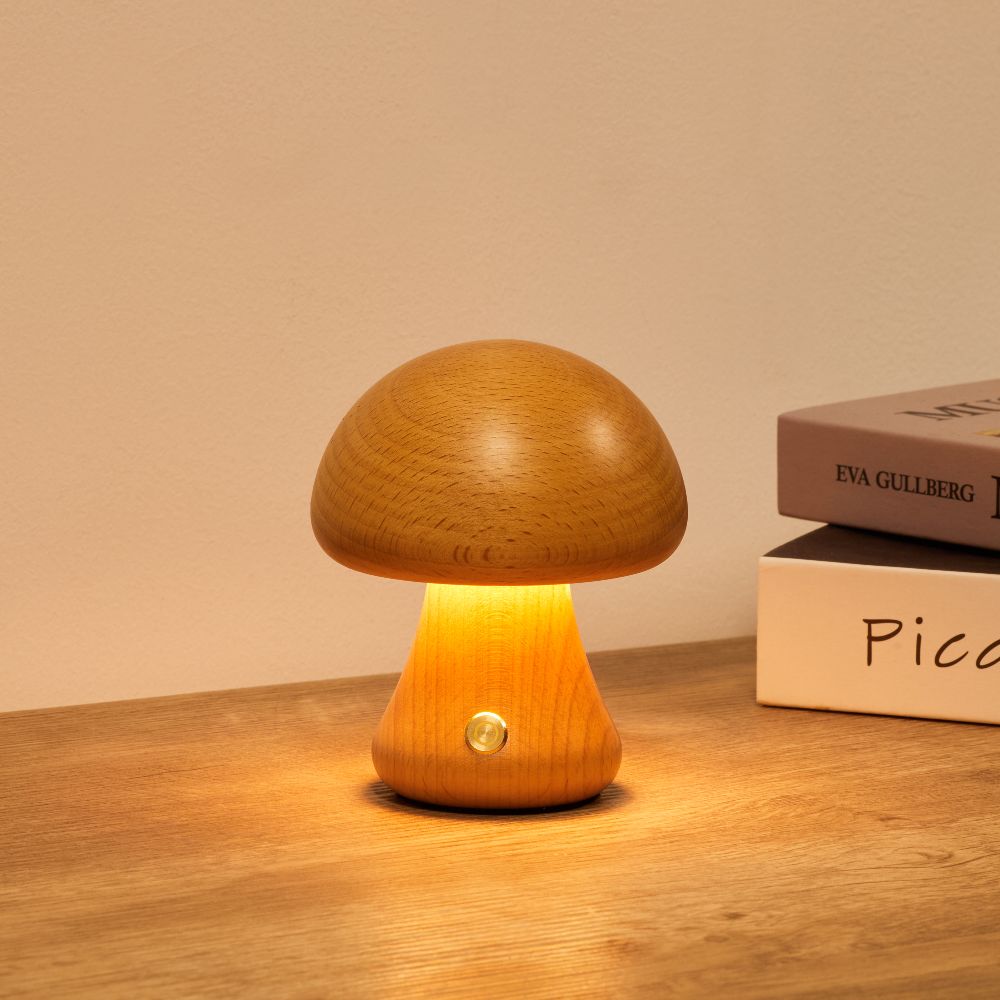 Fungi Mushroom Cordless Table Lamp-Home & Garden > Lighting > Table Lamps-Laren Fete-Walnut-Long & Thin-Laren Fete