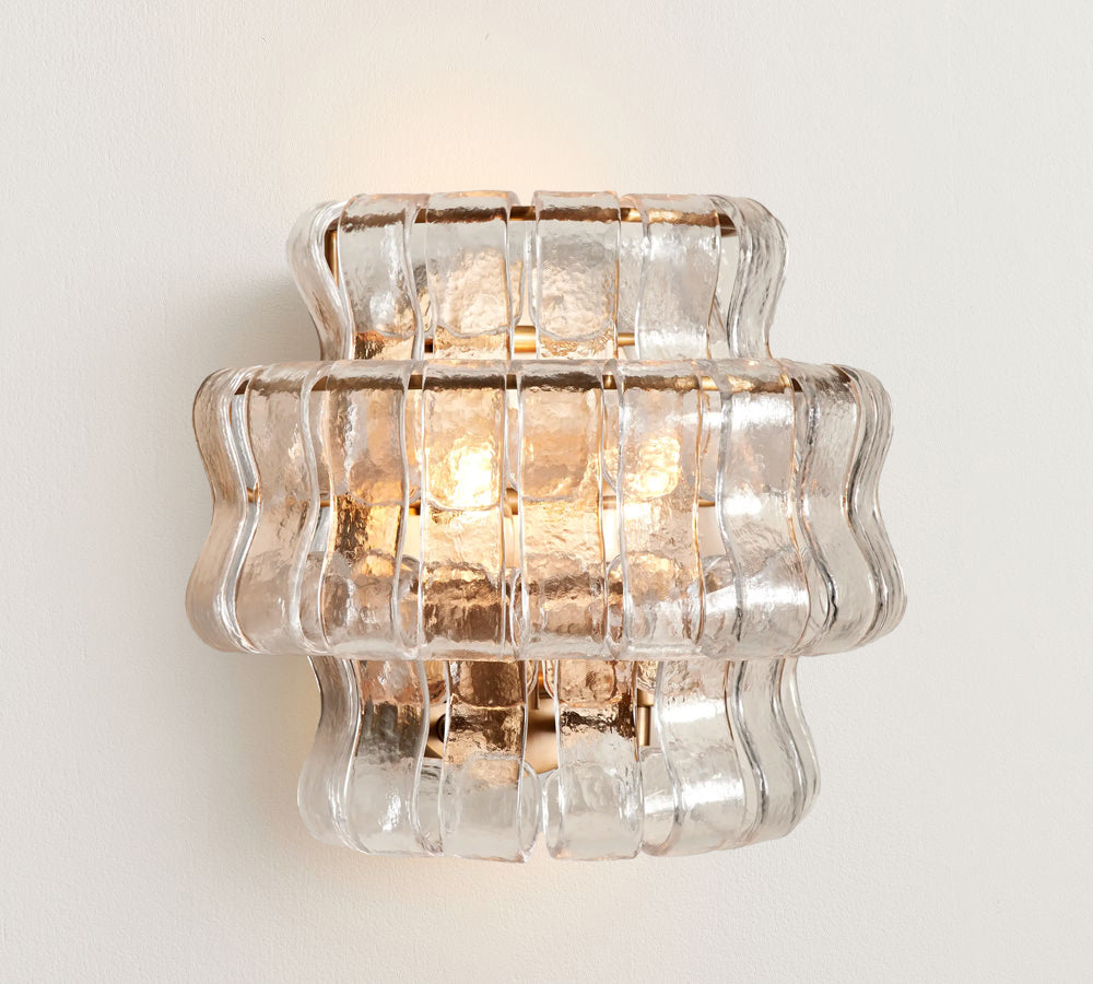 Glacé Curved Textured Glass Wall Sconce-Home & Garden > Lighting > Wall Lights & Sconces-Laren Fete-Clear Glass-Laren Fete