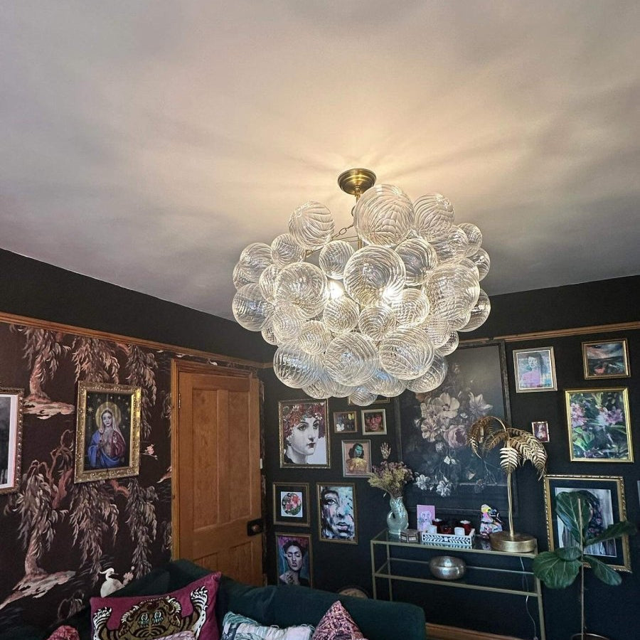Glimmer Bubble Chandelier | Glass, Brass Finish, Modern Design 7