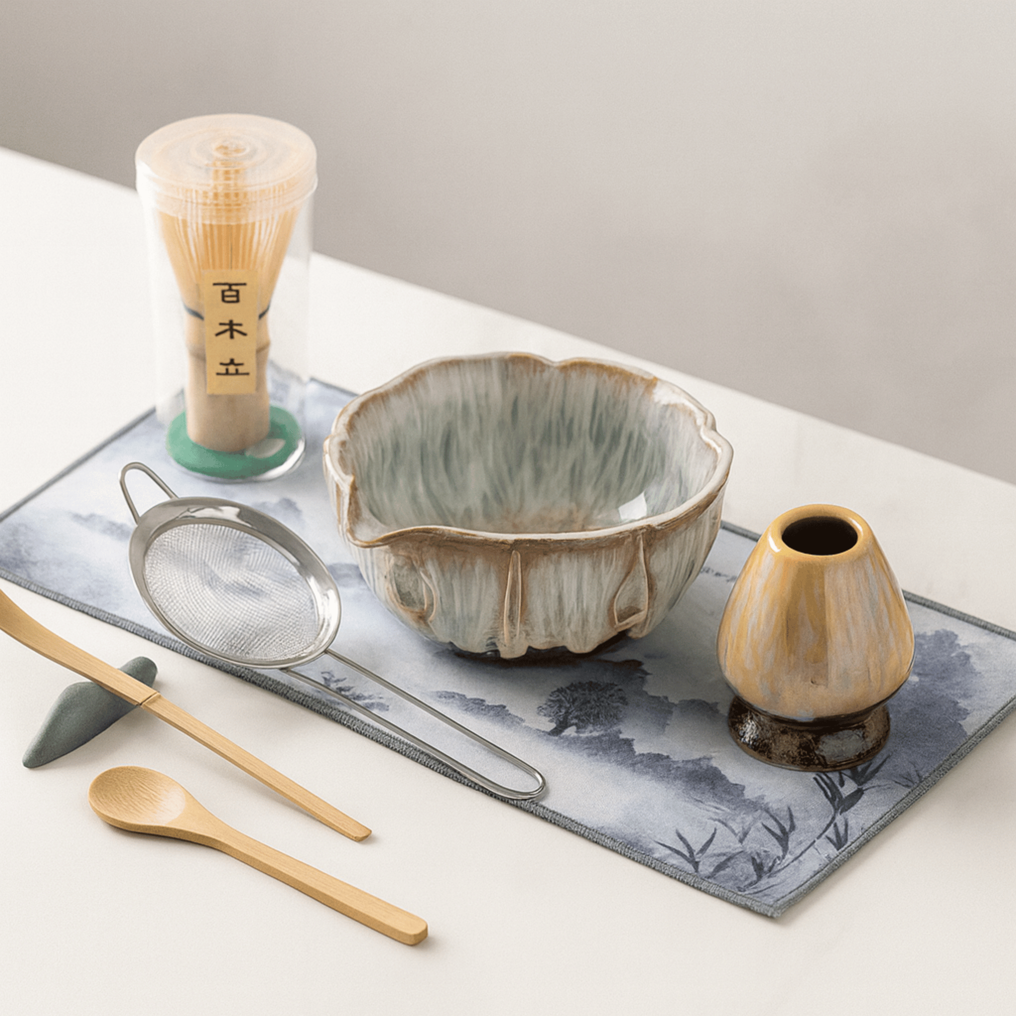 HanaKyo Petal Matcha Set – 8-Piece Kiln-Glazed Ceremony Kit-Home & Garden > Kitchen & Dining > Serveware > Tea Sets & Teapots-Laren Fete-Glazed Beige-Laren Fete