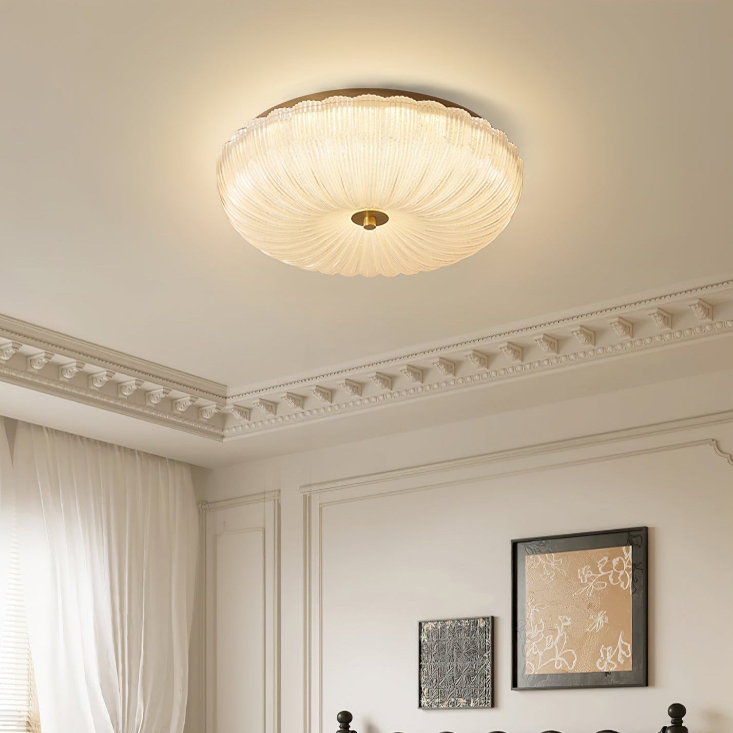 Haven Flush Mount Ceiling Light | Ripple Glass, LED Fixture 11