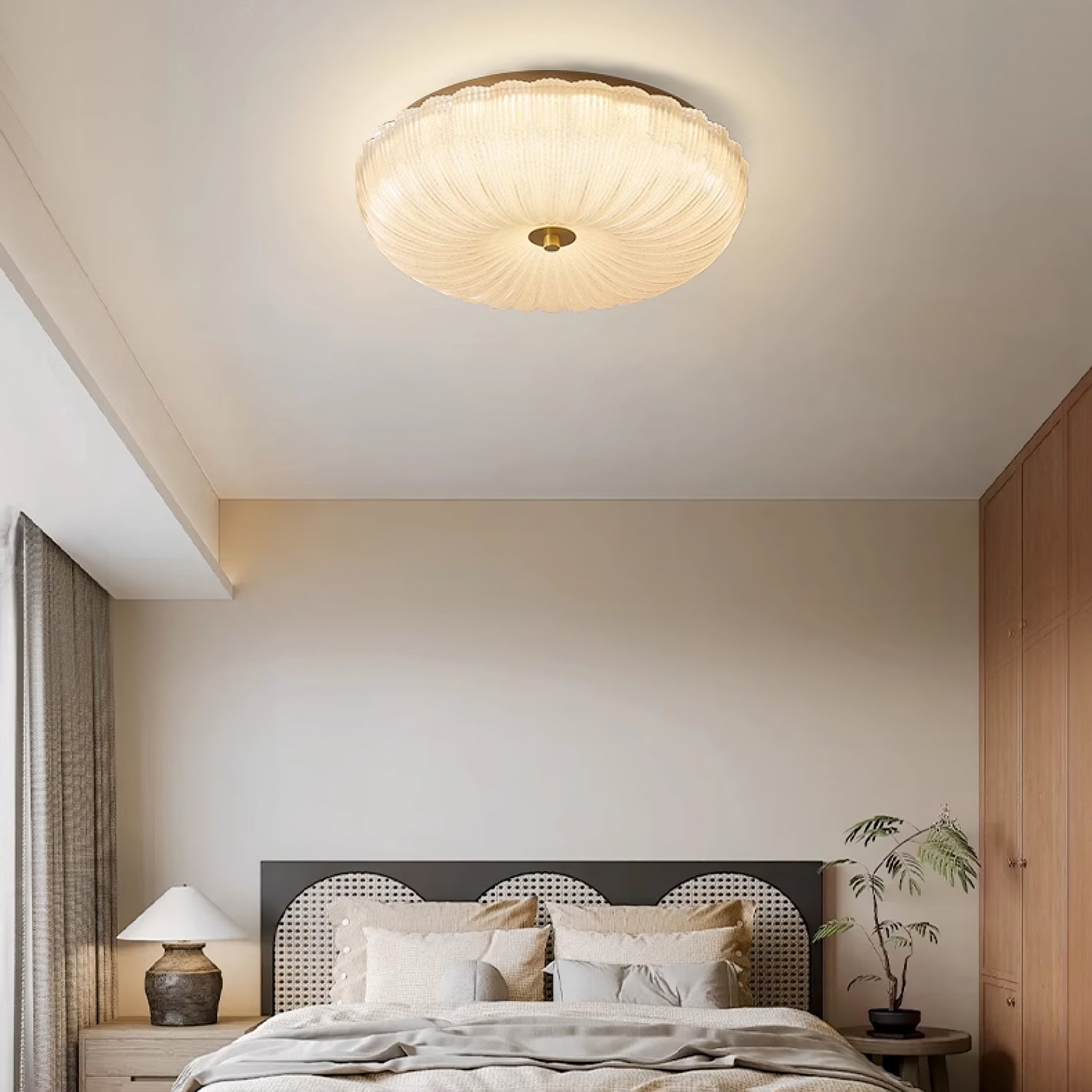 Haven Flush Mount Ceiling Light | Ripple Glass, LED Fixture 2