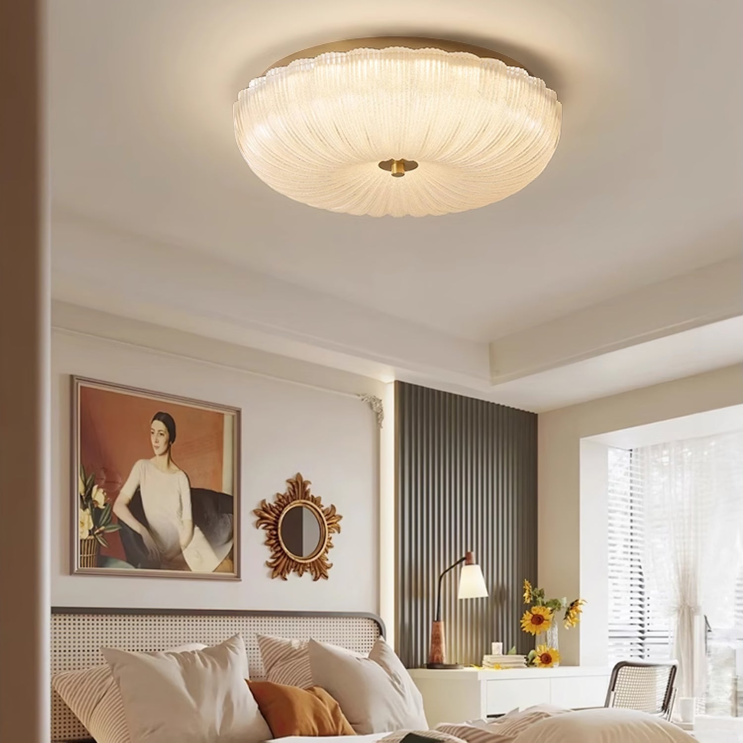 Haven Flush Mount Ceiling Light | Ripple Glass, LED Fixture 3