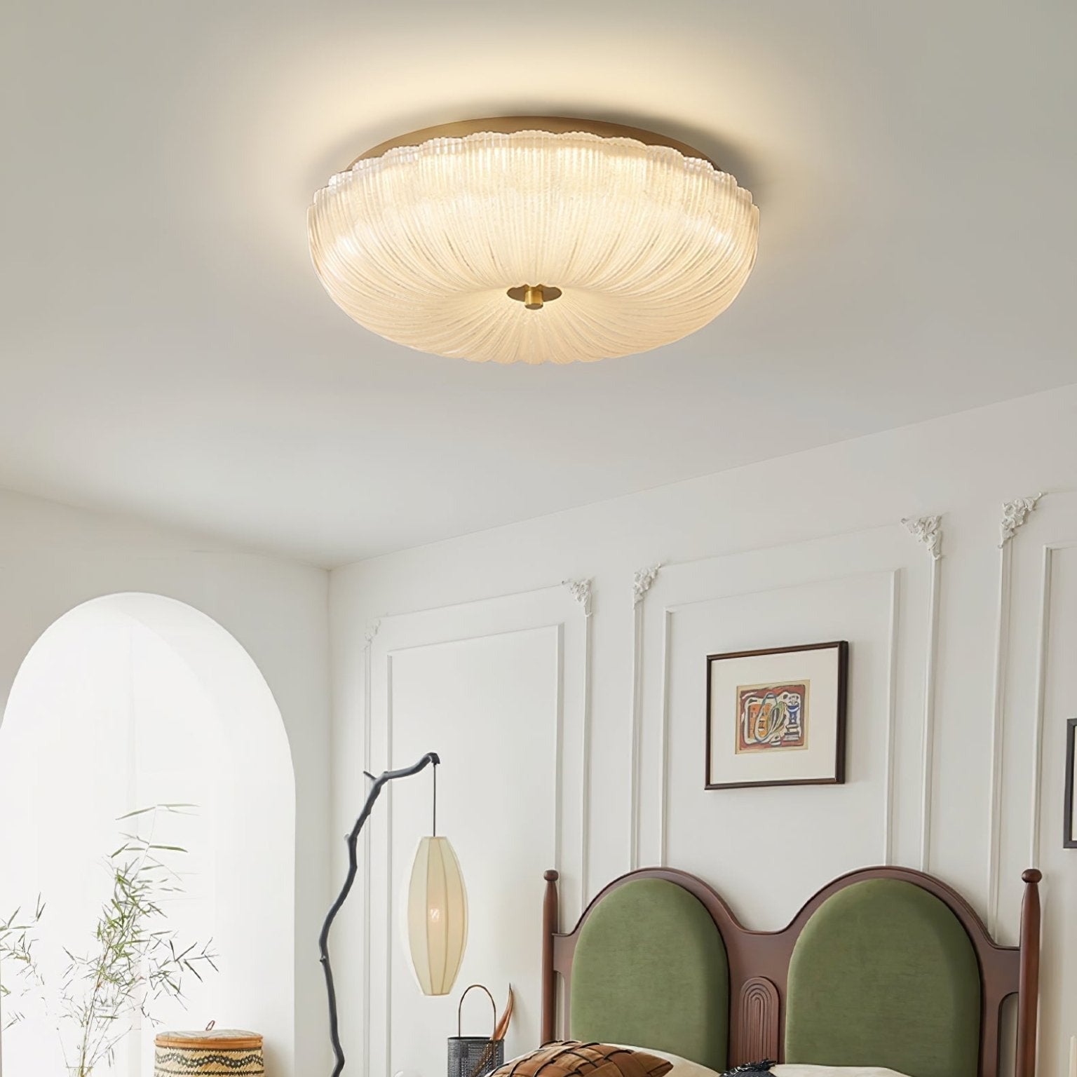 Haven Flush Mount Ceiling Light | Ripple Glass, LED Fixture 5